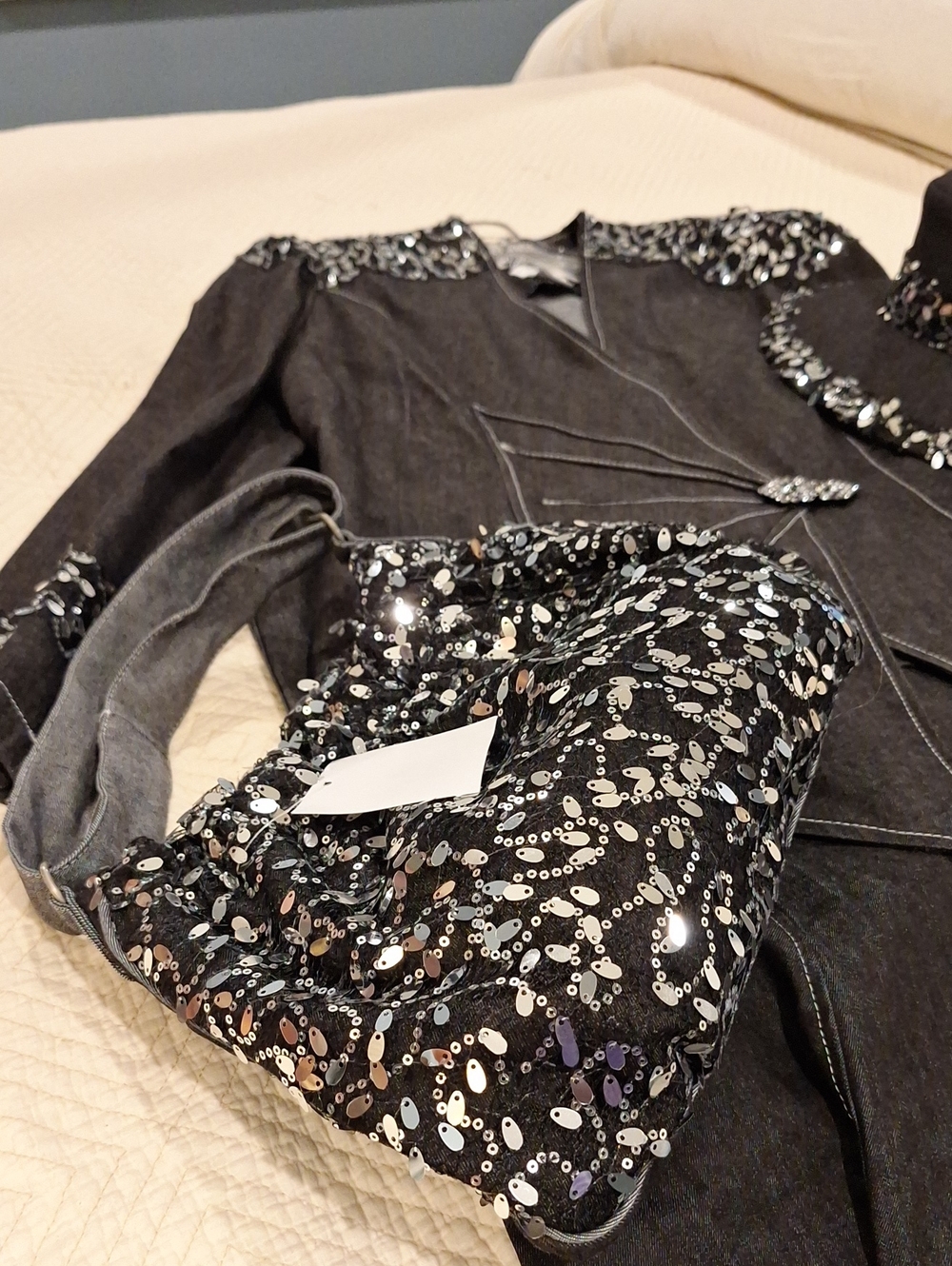 Sundays by Nubiano Black Denim Embellished 4pc Suit - Picture 13 of 15